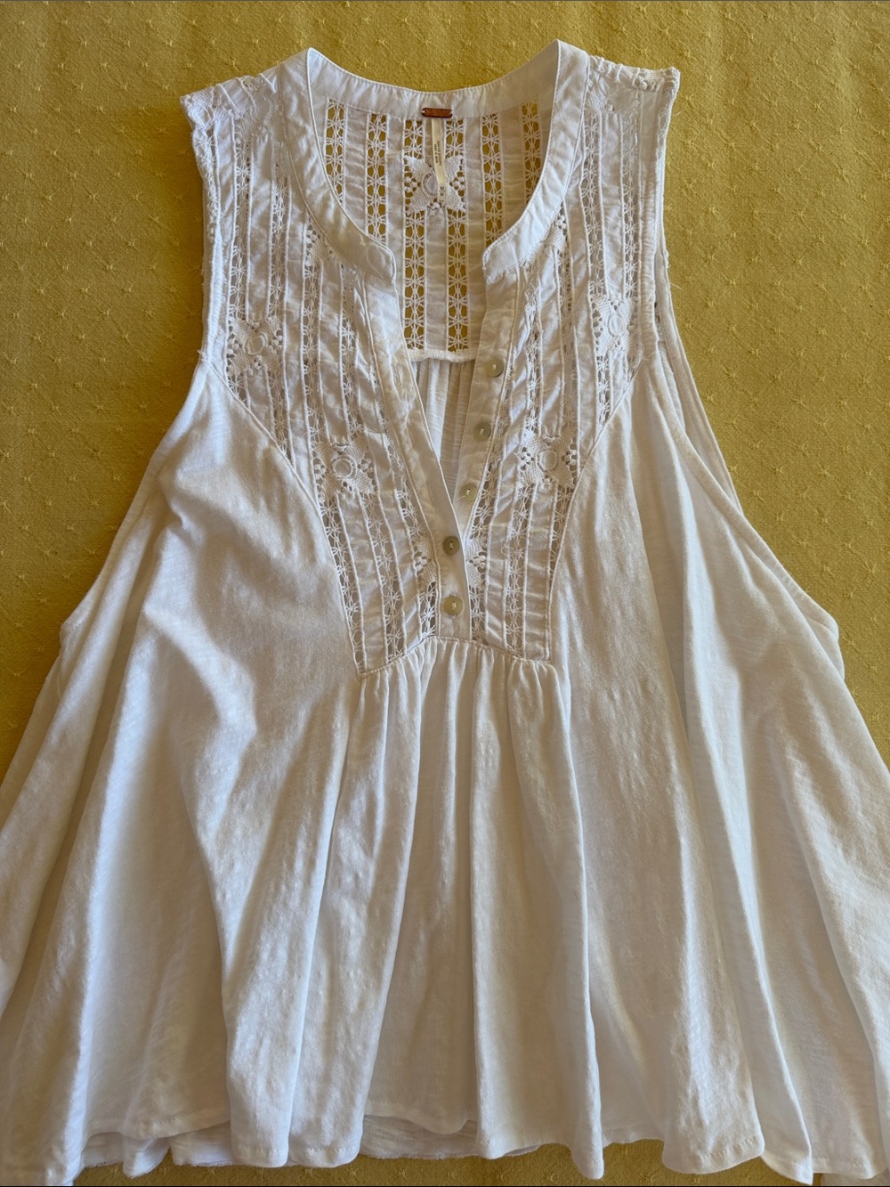 Free People Sleeveless Lace-Trim Peasant Top